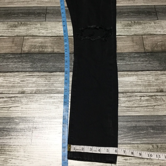 MNML Slim Skinny Jeans Men’s 29x30 Black Button Fly Distressed Ripped Knees - Picture 2 of 9